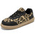 Women's black leopard pattern casual lace up shoe sneaker 01