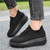 Women' black flyknit stripe texture sock like rocker bottom shoe sneaker 07