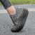 Women's grey flyknit stripe texture sock like rocker bottom shoe sneaker 08