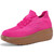Women's pink red flyknit stripe texture sock like rocker bottom shoe sneaker 01