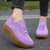 Women's purple flyknit stripe texture sock like rocker bottom shoe sneaker 04