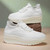 Women's white flyknit stripe texture sock like rocker bottom shoe sneaker 10