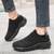 Women's black flyknit pattern sock like fit wide toe slip on shoe sneaker 07