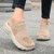 Women's khaki flyknit pattern sock like fit wide toe slip on shoe sneaker 08