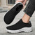 Women's black white flyknit pattern sock like fit wide toe slip on shoe sneaker 06