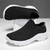 Women's black white flyknit pattern sock like fit wide toe slip on shoe sneaker 10