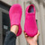 Women's pink red flyknit pattern sock like fit wide toe slip on shoe sneaker 09
