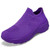 Women's purple flyknit pattern sock like fit wide toe slip on shoe sneaker 01