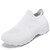 Women's white flyknit pattern sock like fit wide toe slip on shoe sneaker 01