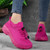 Women's pink red flyknit drawstring sock like fit wide toe shoe sneaker 05