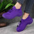 Women's purple flyknit drawstring sock like fit wide toe shoe sneaker 09