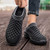 Women's black flyknit stripe texture slip on rocker bottom shoe mule 02