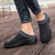 Women's black flyknit stripe texture slip on rocker bottom shoe mule 05