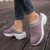 Women's purple flyknit stripe texture slip on rocker bottom shoe mule 03