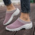 Women's purple flyknit stripe texture slip on rocker bottom shoe mule 07