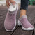 Women's purple flyknit stripe texture slip on rocker bottom shoe mule 09