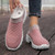 Women's pink flyknit stripe texture slip on rocker bottom shoe mule 06