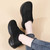Women's black casual flyknit lace up wide toe shoe sneaker 04