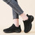Women's black casual flyknit lace up wide toe shoe sneaker 05