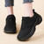 Women's black casual flyknit lace up wide toe shoe sneaker 09