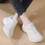 Women's white casual flyknit lace up wide toe shoe sneaker 08