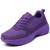 Women's purple casual flyknit lace up wide toe shoe sneaker 01