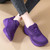 Women's purple casual flyknit lace up wide toe shoe sneaker 02