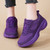 Women's purple casual flyknit lace up wide toe shoe sneaker 04