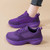 Women's purple casual flyknit lace up wide toe shoe sneaker 06