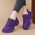 Women's purple casual flyknit lace up wide toe shoe sneaker 08