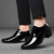 Men's black patent point toe high heel oxford dress shoe 04