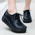Women's black hollow out lace up rocker bottom shoe sneaker 04