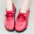 Women's red hollow out lace up rocker bottom shoe sneaker 03