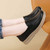 Women's black casual plain sewn accents slip on shoe loafer 02