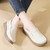 Women's beige casual plain sewn accents slip on shoe loafer 08