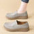 Women's grey casual plain sewn accents slip on shoe loafer 03