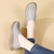 Women's grey casual plain sewn accents slip on shoe loafer 02