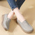 Women's grey casual plain sewn accents slip on shoe loafer 08