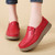 Women's red casual plain sewn accents slip on shoe loafer 05