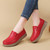 Women's red casual plain sewn accents slip on shoe loafer 06
