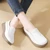Women's white casual plain sewn accents slip on shoe loafer 07