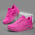 Women's pink red flyknit texture rocker bottom shoe sneaker 05