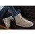 Beige leather lace up wool lining snow shoe boot 05