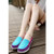 Blue multi color fashion label cambric slip on sneaker 04