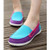 Blue multi color fashion label cambric slip on sneaker 06