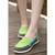 Green multi color fashion label cambric slip on sneaker 02