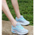Blue mesh design leather rocker bottom shoe sneaker 02