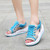 Women's blue multi style design lace up rocker bottom sandal 03