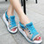 Women's blue multi style design lace up rocker bottom sandal 06
