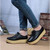 Black leather sewing thread design lace up platform shoe 05